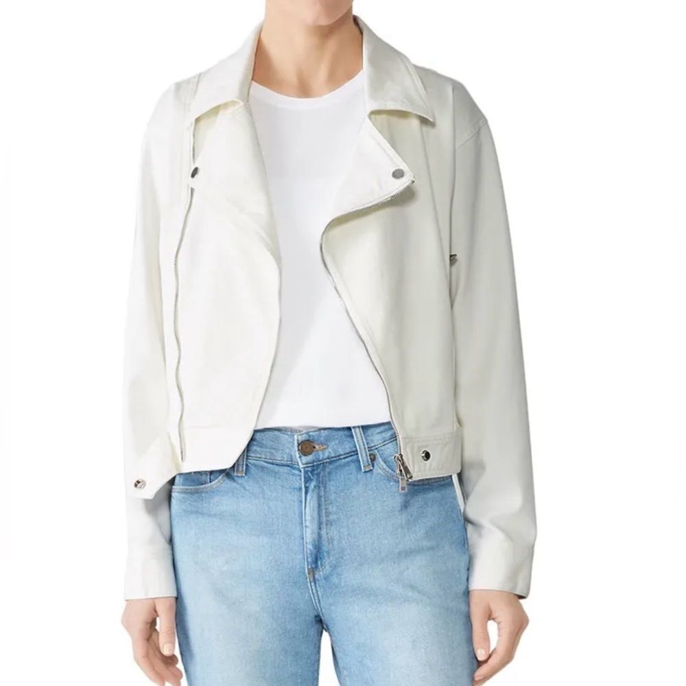 CAARA White Denim Motorcycle Jacket Size XS